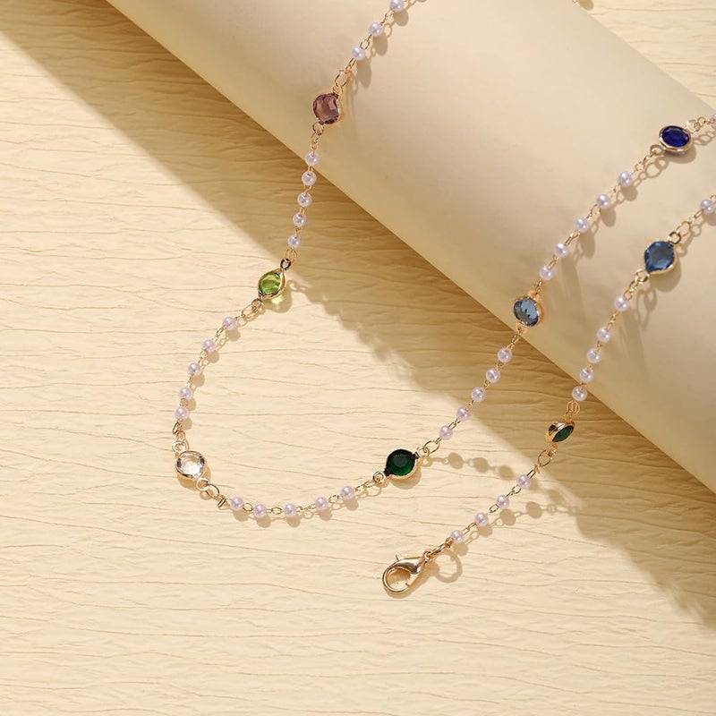 KURTCB Rhinestone Necklace for Women Boho Long Y Lariat Necklace Colorful Summer Beach Jewelry - Image 3